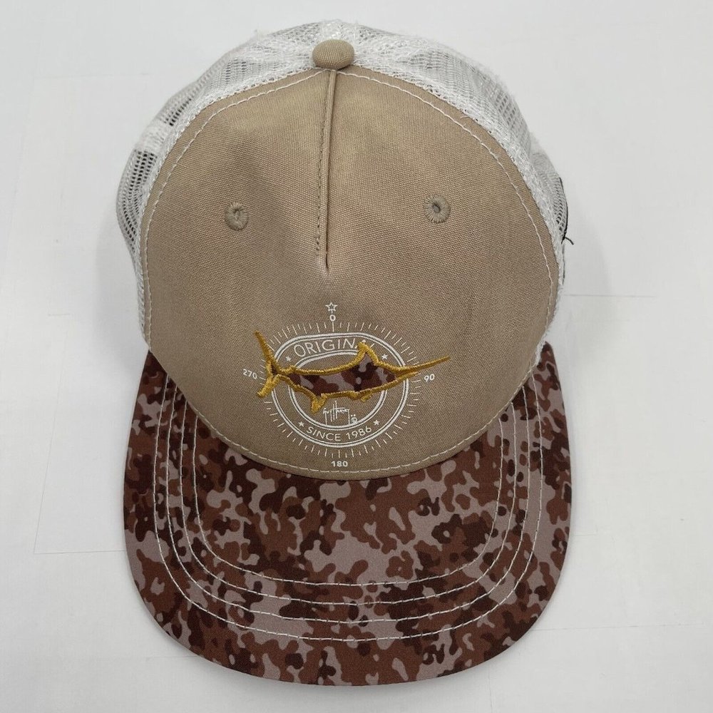 Guy Harvey Men's Billfishโ Marlin Mesh Snapback Trucker Cap Hat Brown Camo